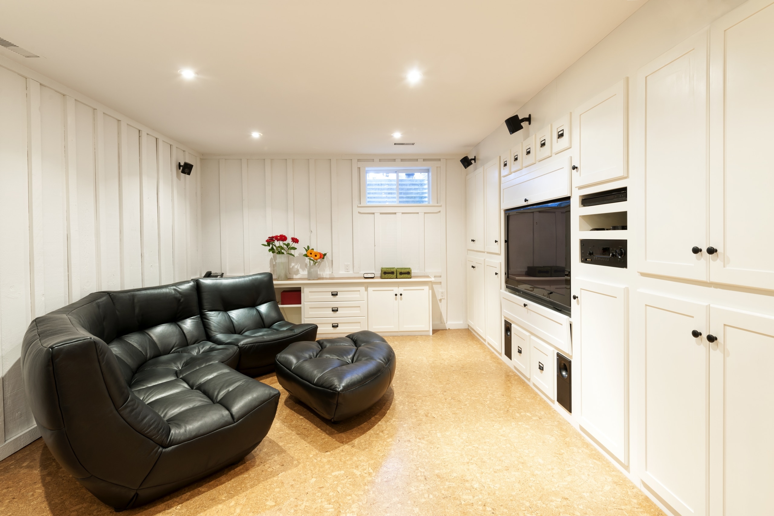 Comfortable finished basement living room